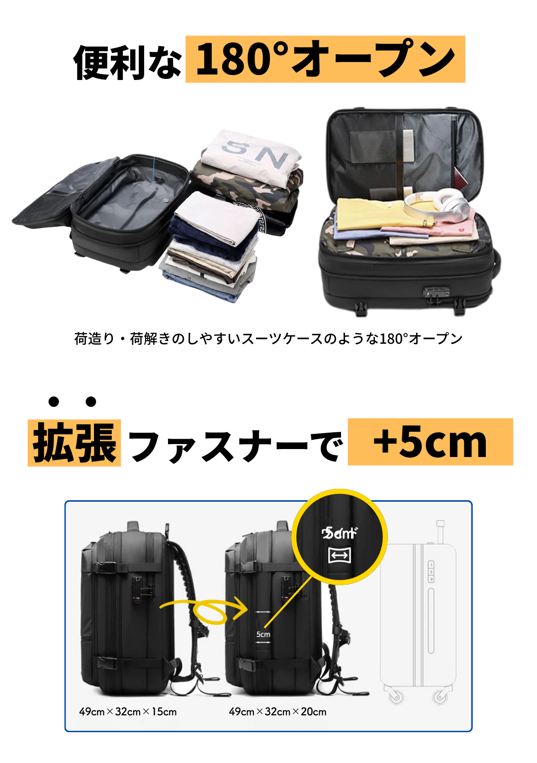 真空圧縮バックパック｜17インチPC対応、TSAロック、拡張＋圧縮で大容量